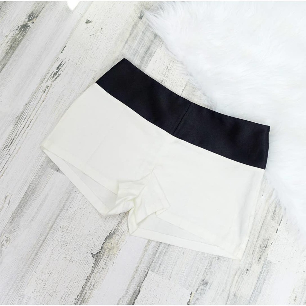 Express Color Block Side Zip Satin Trim Shorts - image 2